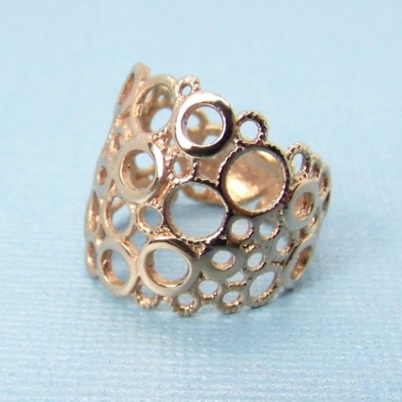 Rose Sterling Silver Wide Ring Italy 6 - Picture 5 of 7